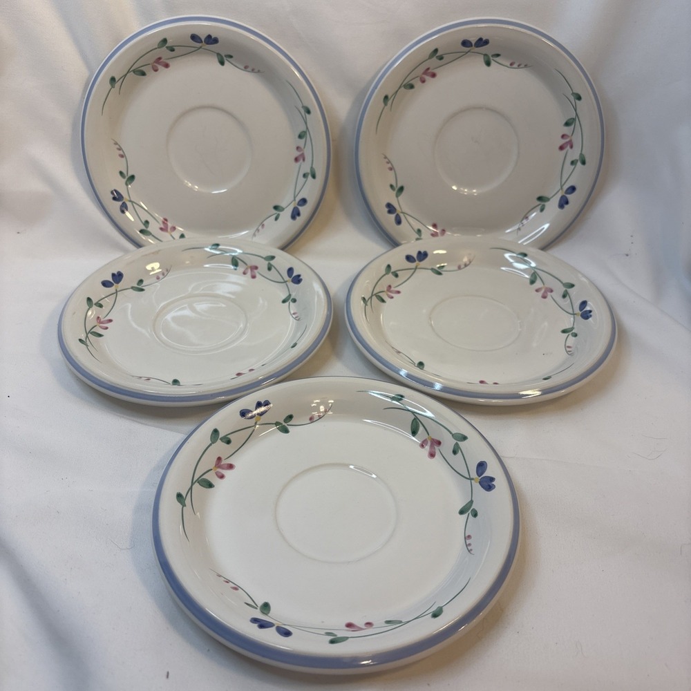 5 Allegro Stoneware Heartside Saucers Indonesia Pre-owned 6 1/4"